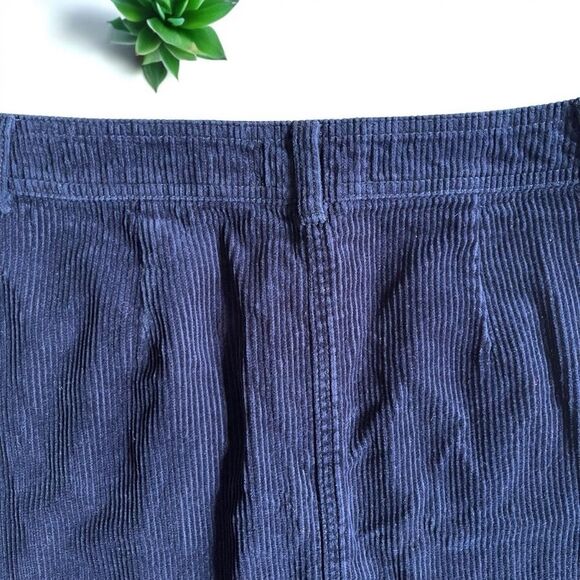 Miss Selfridge Corduroy Button-Front A-Line Skirt in Navy - Picture 8 of 10
